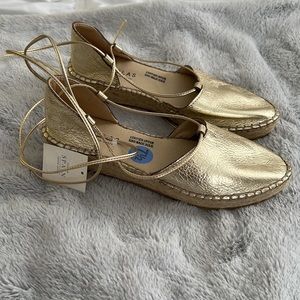 Fabiolas Gold Wrap Espadrilles